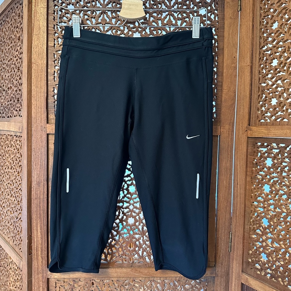Nike Black Dri-Fit Capri Leggings with Reflective Details